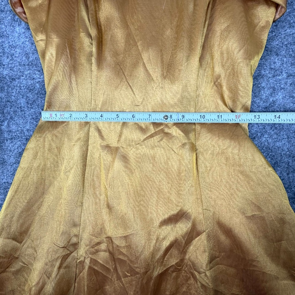 Vintage Kiki Prom Dress Womens Small Gold Acetate Formal Metallic Princess 90s - Picture 5 of 7